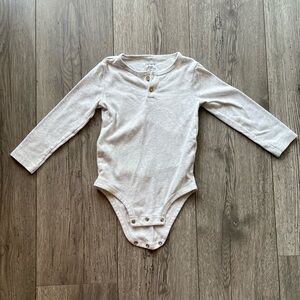 Carter’s Long Sleeve Light Gray Henley Onesie 24 Months